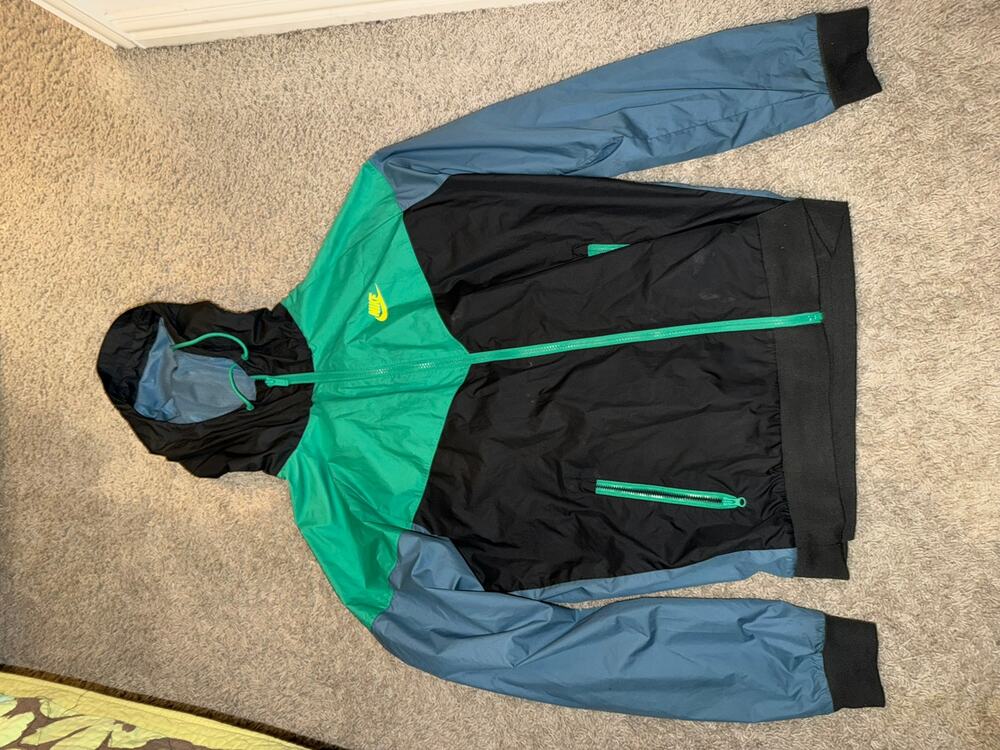 Nike Sportswear Men’s Large Windrunner Hooded Jacket - Green / Blue / Black